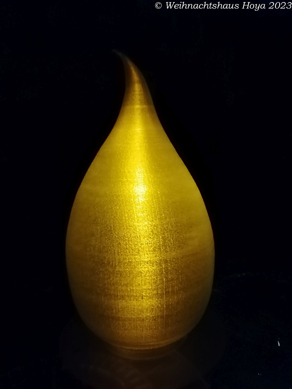 Christmas Light Bulb - candle flame - aus dem 3D-Drucker - Test in der Dunkelheit